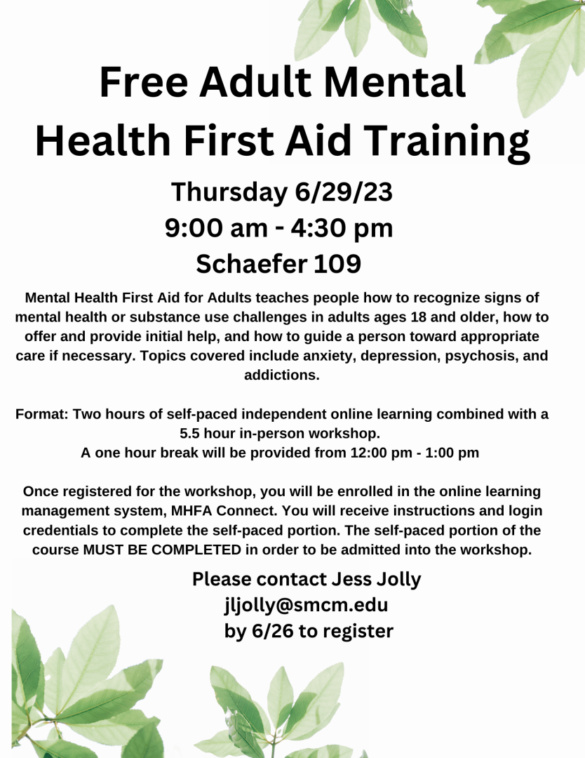 Free - Blended Adult Mental Health First Aid Training - Thursday 6/29 ...